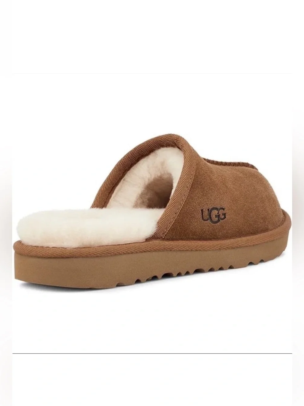 UGG Keegan Chestnut Suede Shearling Slide Slippers Kids 10M Cozy House Shoes